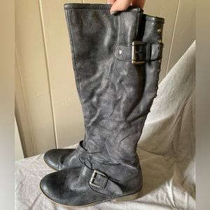 Tall gunmetal zip up boots - size 9